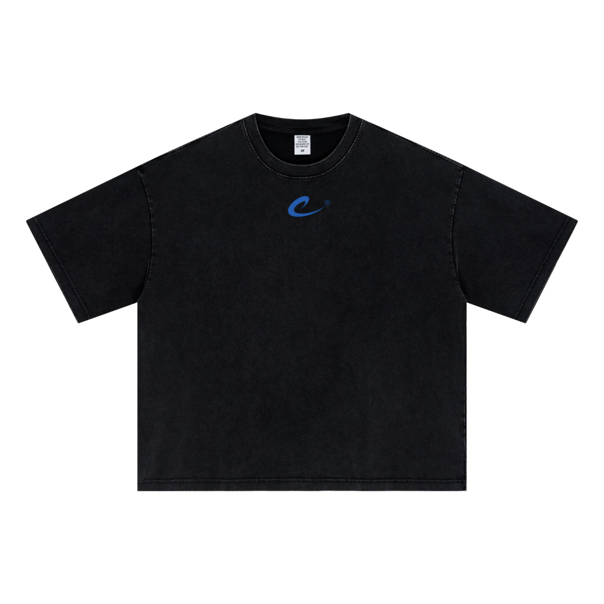 285GSM Unisex Boxy-Fit Distressed Fried-Color Snow-Wash Loose T-shirt Vintage Black
