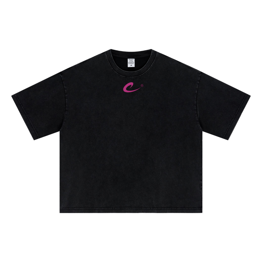 ZEMI Snow Wash Loose Tee (Pink Print)