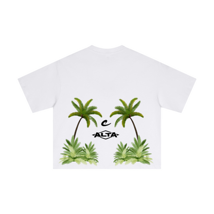 230GSM Men's Combed Cotton Plain Knit Boxy T-Shirt White