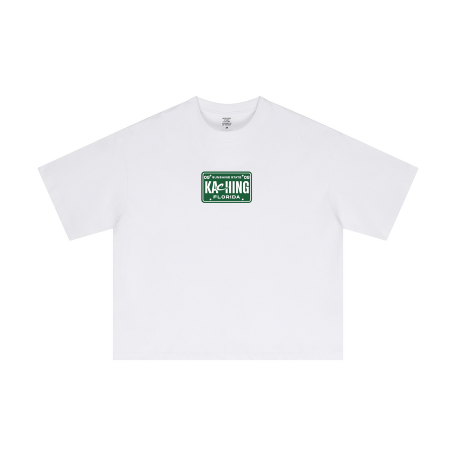 230GSM Men's Combed Cotton Plain Knit Boxy T-Shirt White