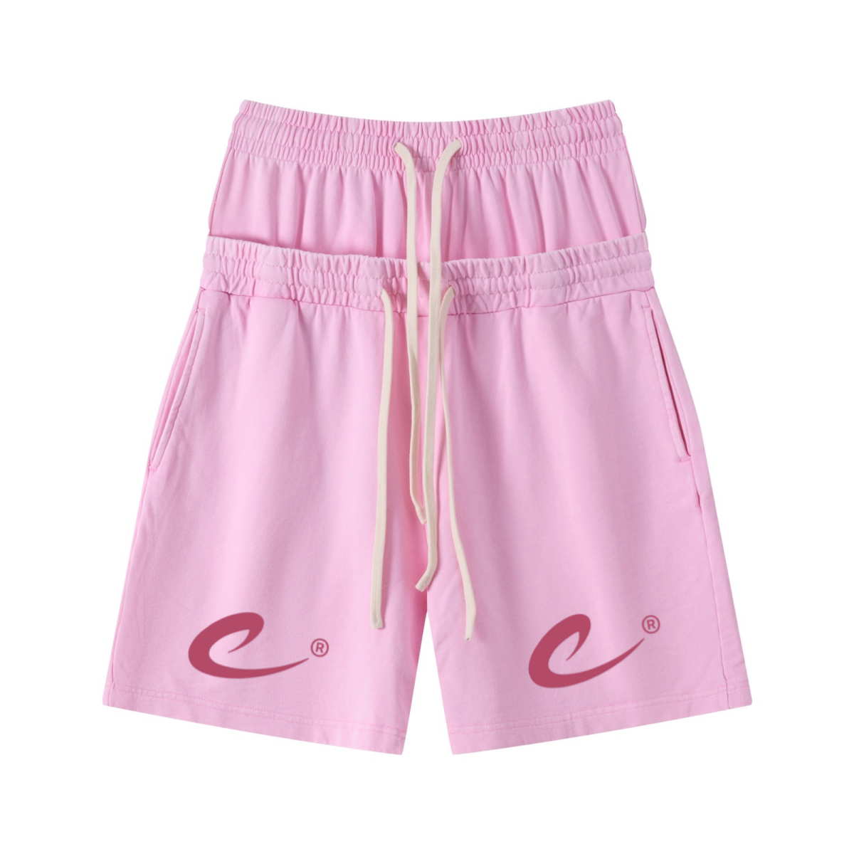 320GSM Heavyweight Cotton Slub Snow Wash Relaxed Fit Shorts Vintage Peach Pink