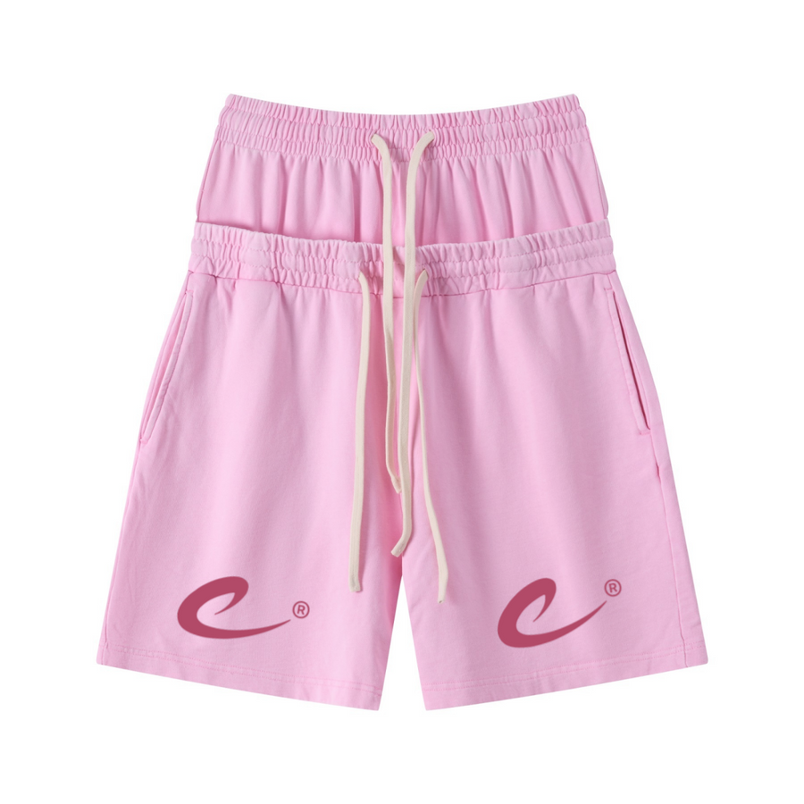 ZEMI Snow Wash Relaxed Shorts (Red Print)
