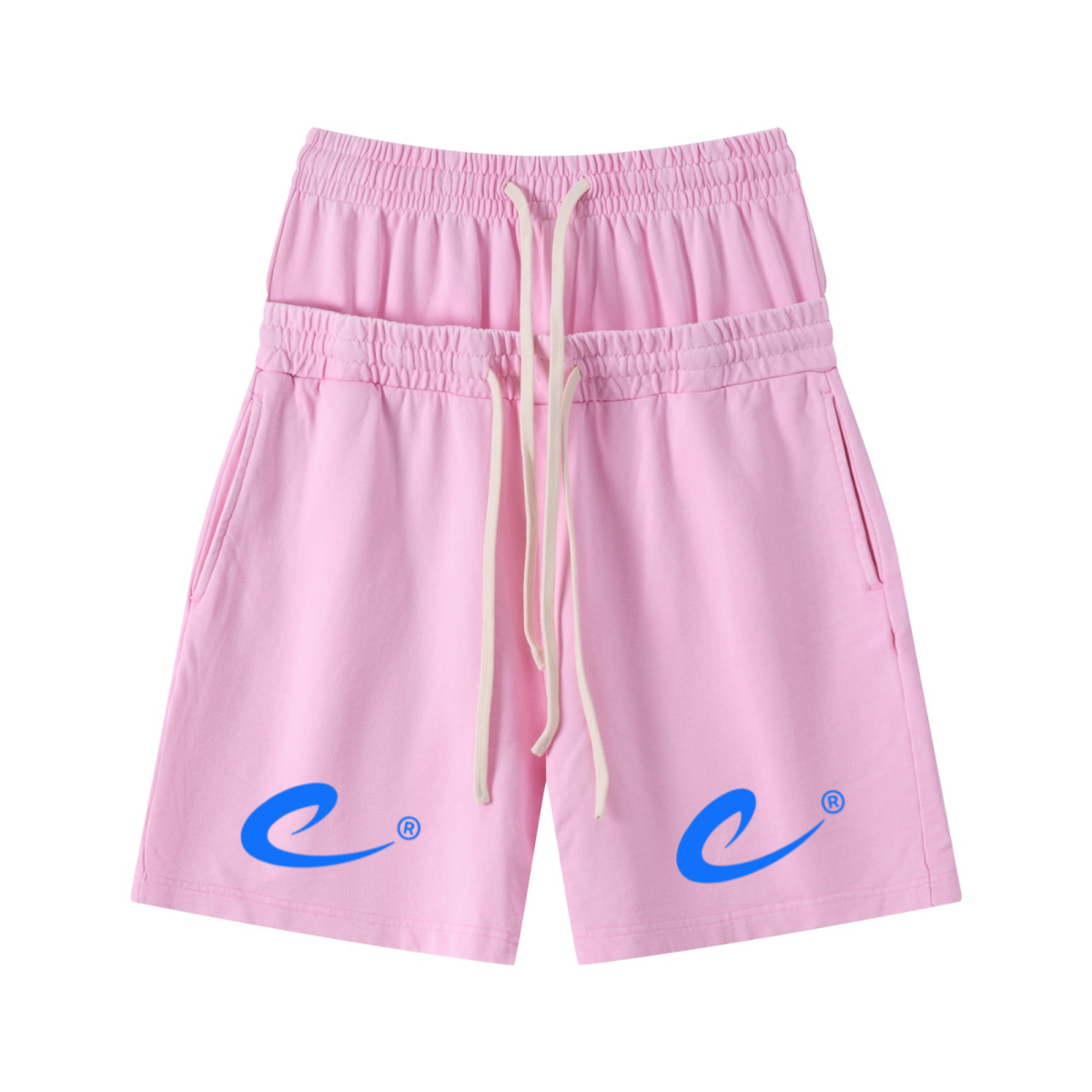 320GSM Heavyweight Cotton Slub Snow Wash Relaxed Fit Shorts Vintage Peach Pink