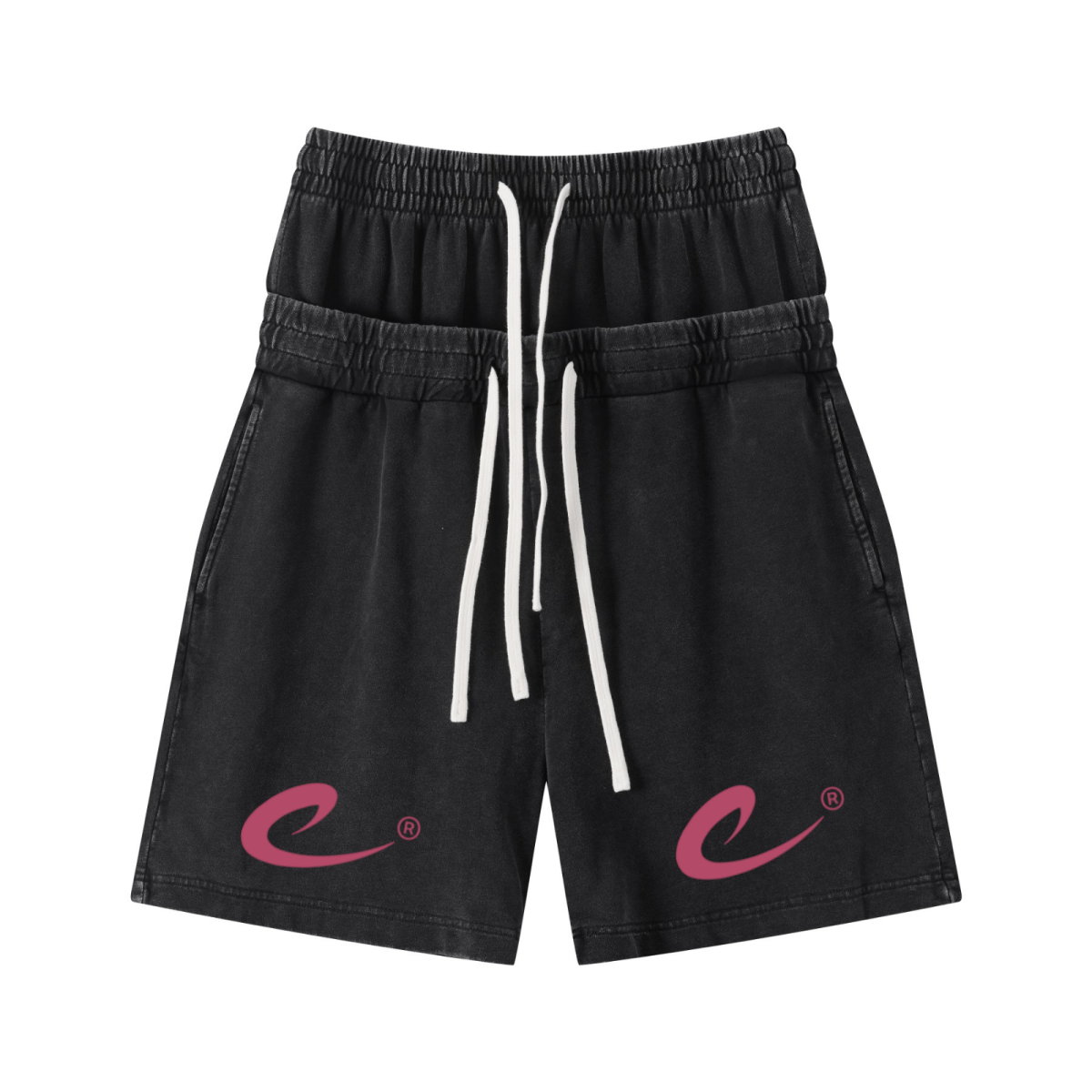 320GSM Heavyweight Cotton Slub Snow Wash Relaxed Fit Shorts Vintage Black