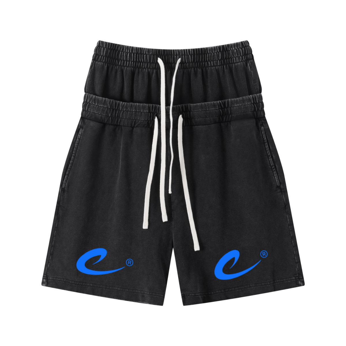 320GSM Heavyweight Cotton Slub Snow Wash Relaxed Fit Shorts Vintage Black
