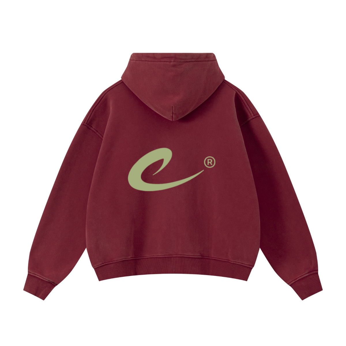 400GSM Unisex Vintage-Wash Boxy-Fit Zip-Up Hoodie Vintage Red