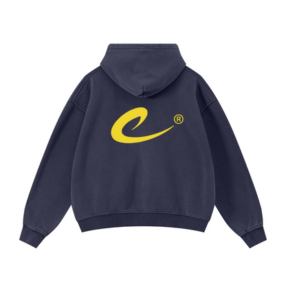 400GSM Unisex Vintage-Wash Boxy-Fit Zip-Up Hoodie Vintage Royal Blue