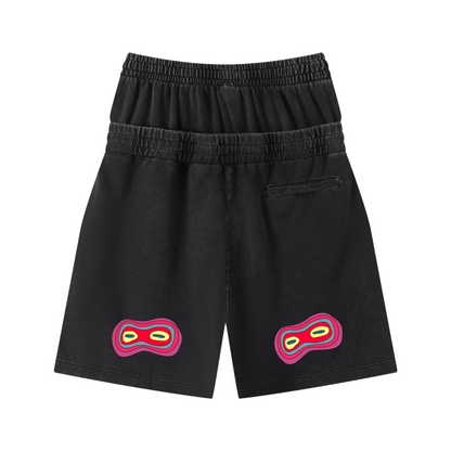 320GSM Heavyweight Cotton Slub Snow Wash Relaxed Fit Shorts Vintage Black