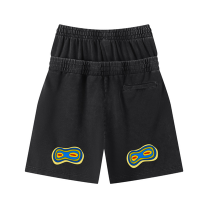 320GSM Heavyweight Cotton Slub Snow Wash Relaxed Fit Shorts Vintage Black
