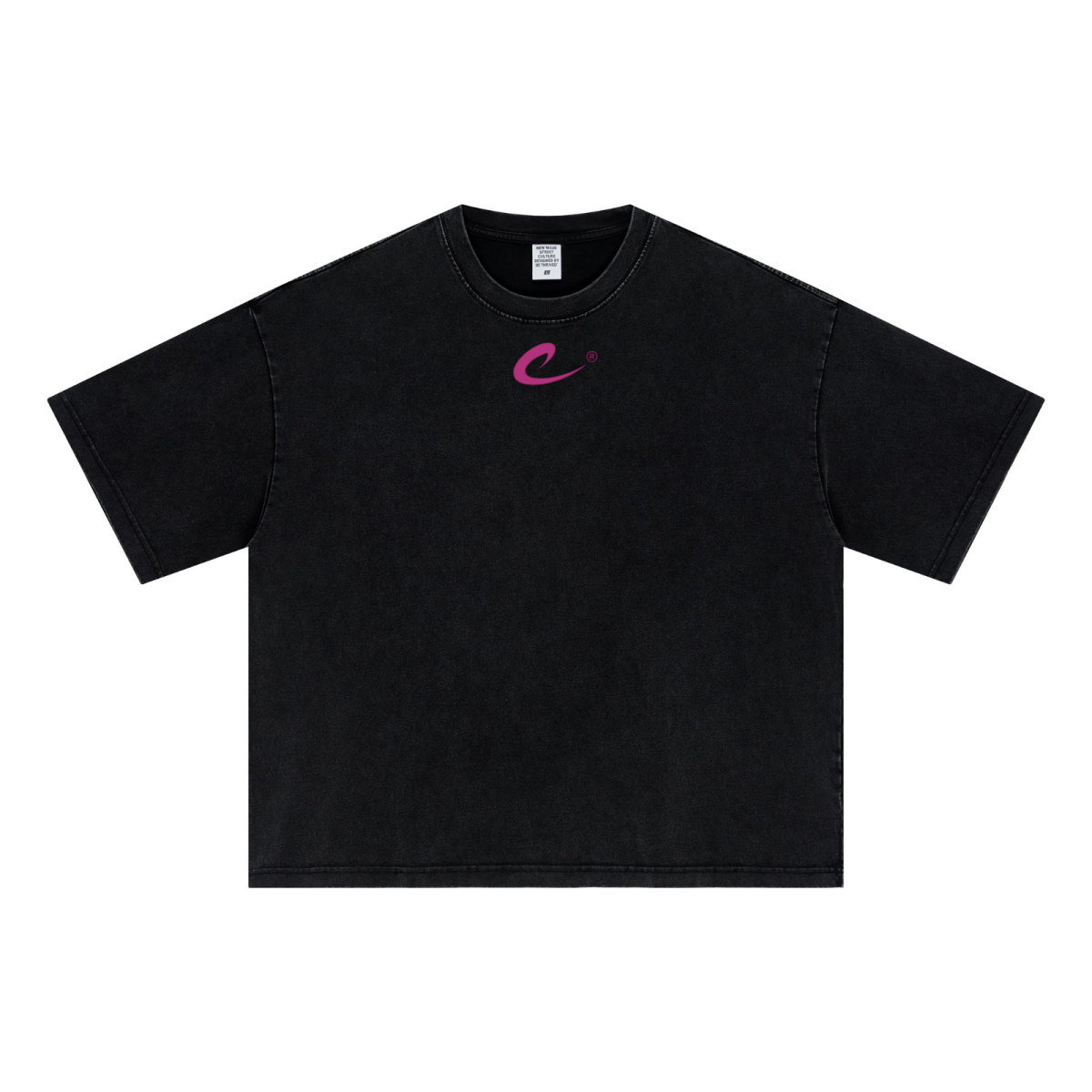 285GSM Unisex Boxy-Fit Distressed Fried-Color Snow-Wash Loose T-shirt Vintage Black