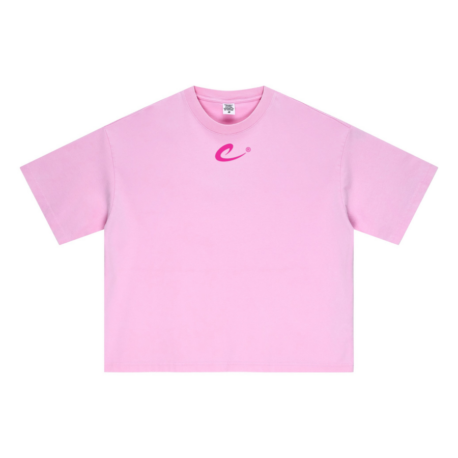 ZEMI Snow Wash Loose Tee (Pink Print)