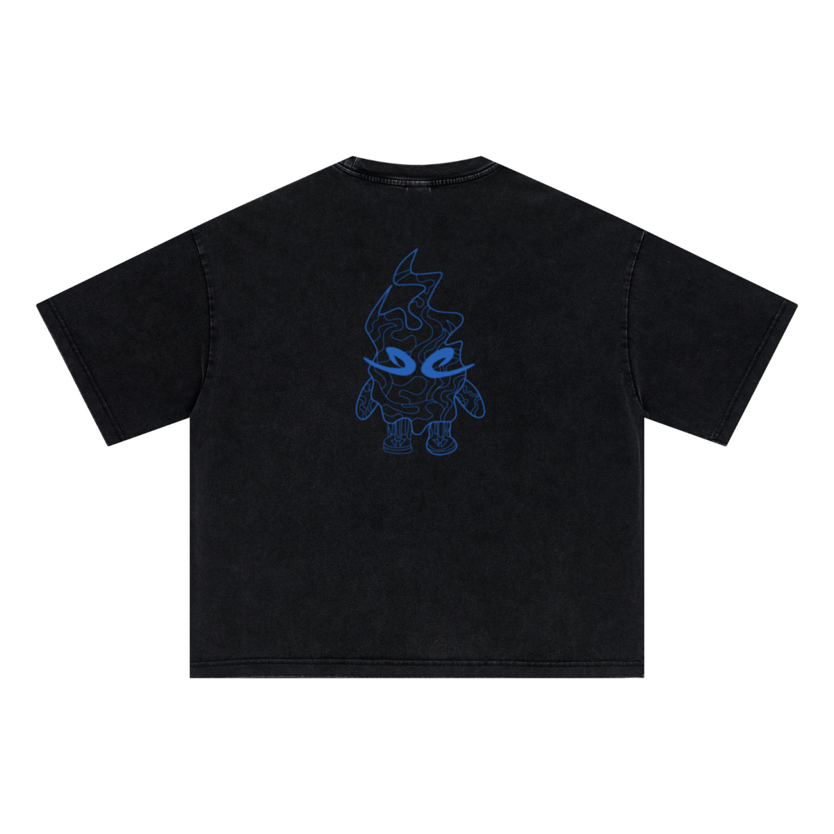285GSM Unisex Boxy-Fit Distressed Fried-Color Snow-Wash Loose T-shirt Vintage Black