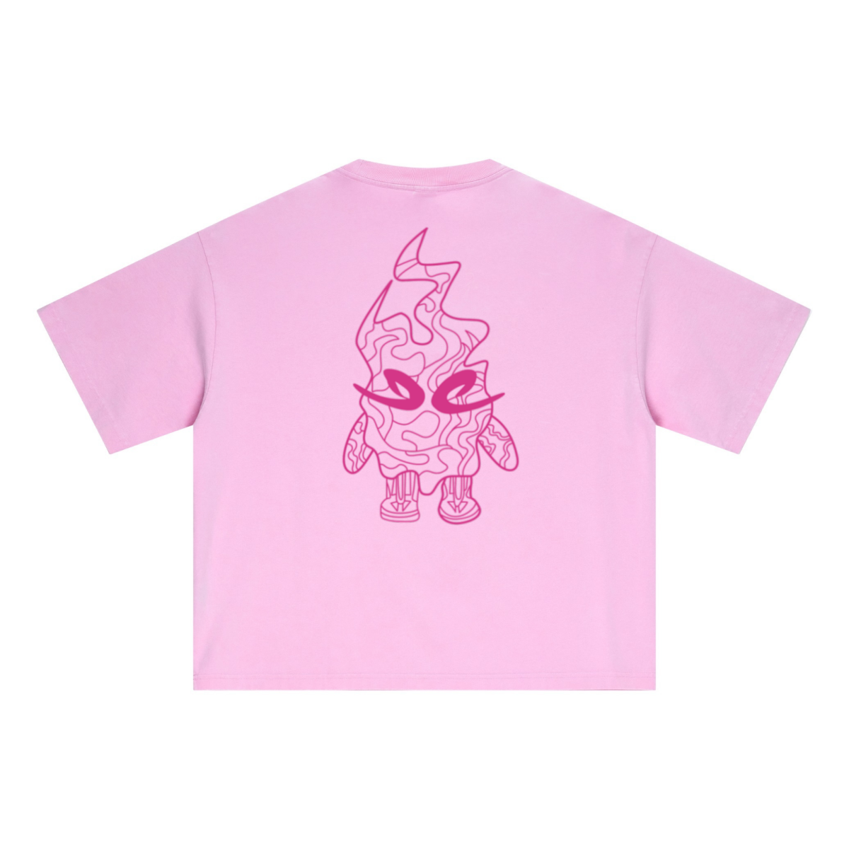 285GSM Unisex Boxy-Fit Distressed Fried-Color Snow-Wash Loose T-shirt Vintage Peach Pink