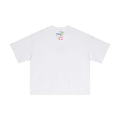 230GSM Men's Combed Cotton Plain Knit Boxy T-Shirt White