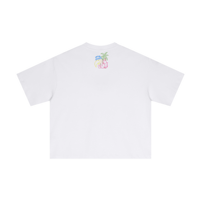 230GSM Men's Combed Cotton Plain Knit Boxy T-Shirt White