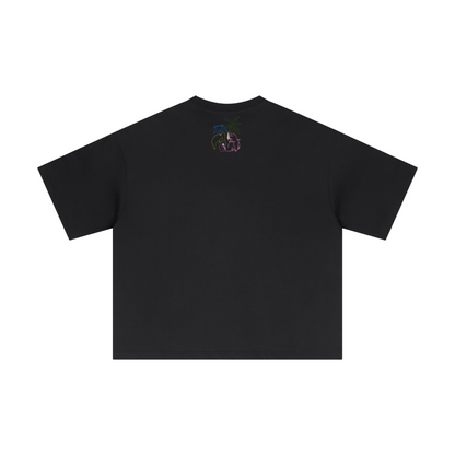 230GSM Men's Combed Cotton Plain Knit Boxy T-Shirt Black