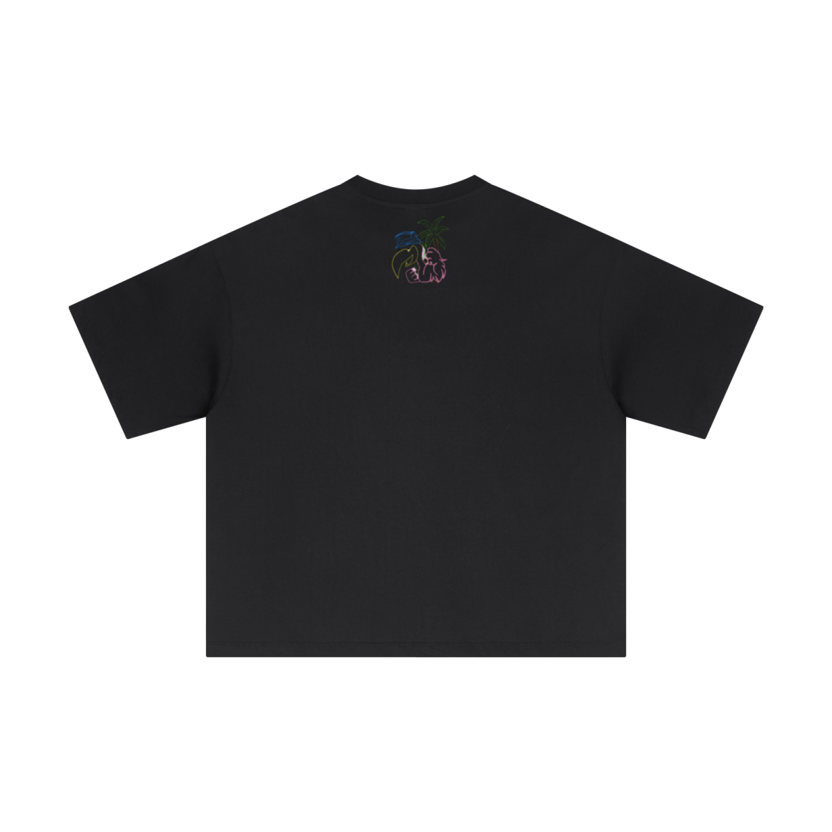 230GSM Men's Combed Cotton Plain Knit Boxy T-Shirt Black