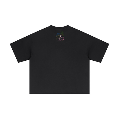 230GSM Men's Combed Cotton Plain Knit Boxy T-Shirt Black