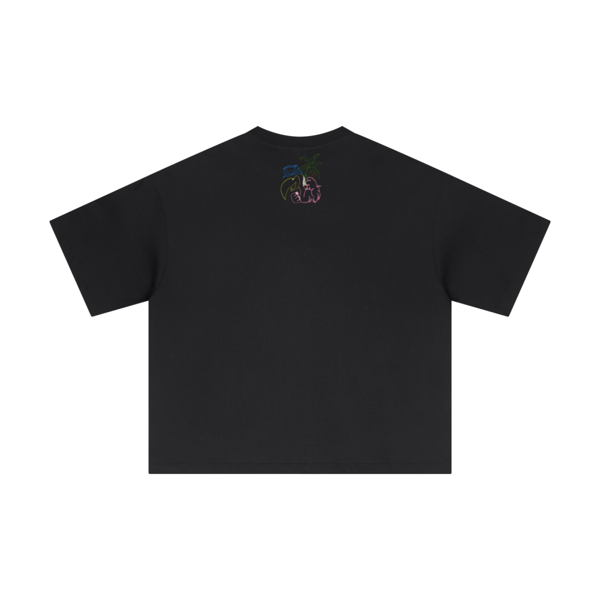 230GSM Men's Combed Cotton Plain Knit Boxy T-Shirt Black