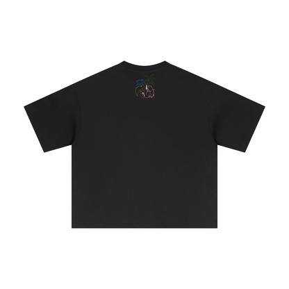 230GSM Men's Combed Cotton Plain Knit Boxy T-Shirt Black